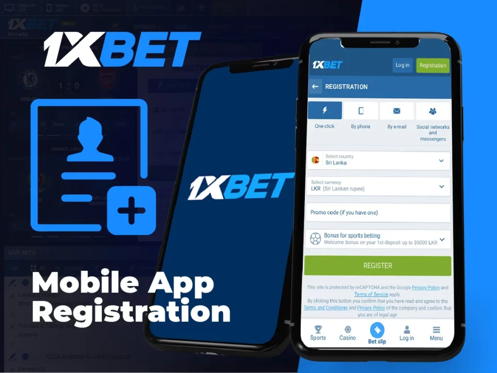 1xBet mobile app registration